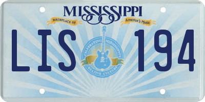 MS license plate LIS194
