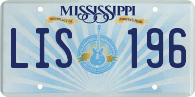 MS license plate LIS196