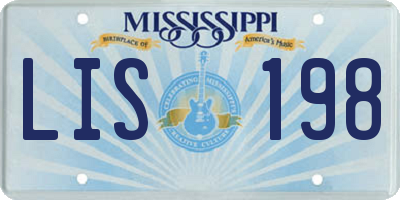 MS license plate LIS198
