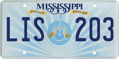 MS license plate LIS203