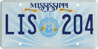 MS license plate LIS204