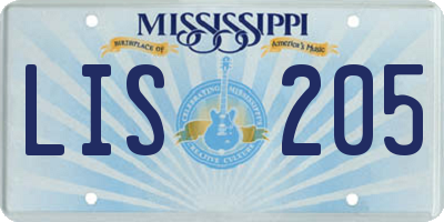 MS license plate LIS205