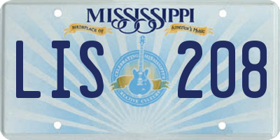 MS license plate LIS208