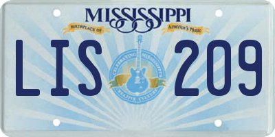 MS license plate LIS209
