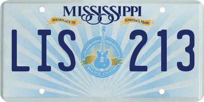 MS license plate LIS213