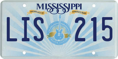MS license plate LIS215