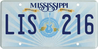 MS license plate LIS216