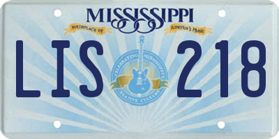 MS license plate LIS218