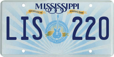 MS license plate LIS220