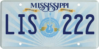 MS license plate LIS222