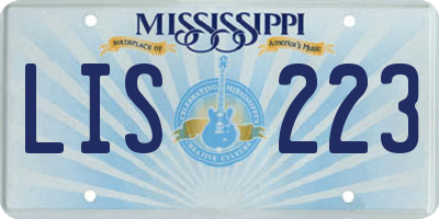 MS license plate LIS223
