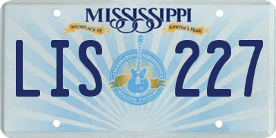 MS license plate LIS227
