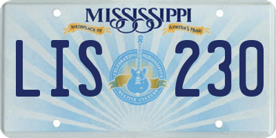MS license plate LIS230