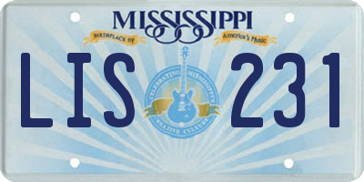 MS license plate LIS231