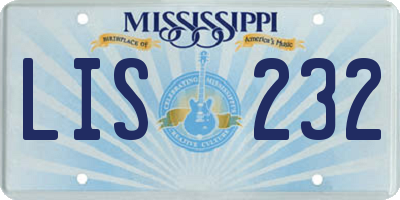 MS license plate LIS232