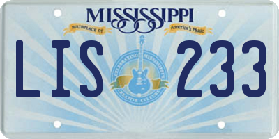 MS license plate LIS233