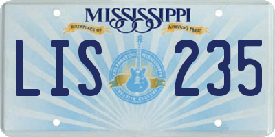 MS license plate LIS235