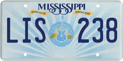 MS license plate LIS238