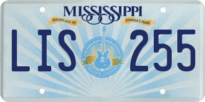 MS license plate LIS255