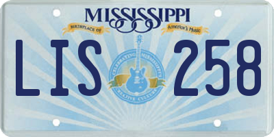 MS license plate LIS258