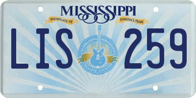 MS license plate LIS259