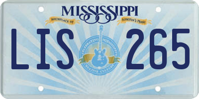 MS license plate LIS265