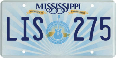 MS license plate LIS275