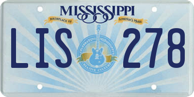 MS license plate LIS278