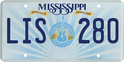 MS license plate LIS280
