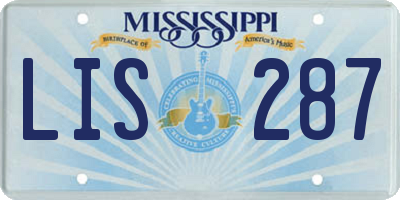 MS license plate LIS287