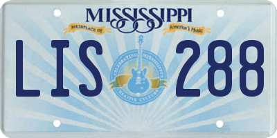 MS license plate LIS288