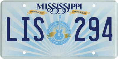MS license plate LIS294
