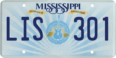 MS license plate LIS301