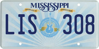 MS license plate LIS308
