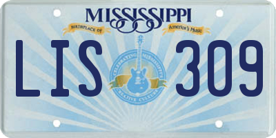 MS license plate LIS309