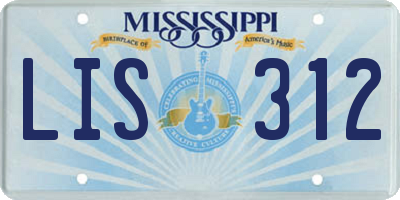 MS license plate LIS312