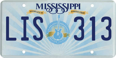 MS license plate LIS313