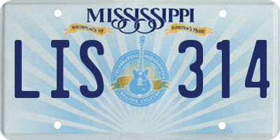 MS license plate LIS314