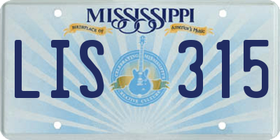 MS license plate LIS315