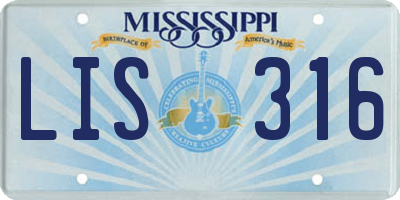 MS license plate LIS316
