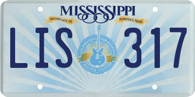 MS license plate LIS317