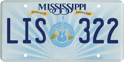 MS license plate LIS322