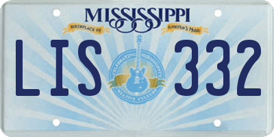 MS license plate LIS332