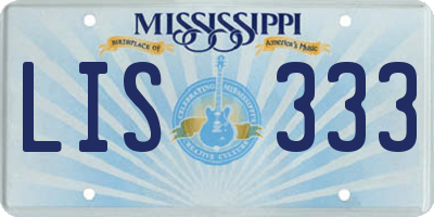 MS license plate LIS333
