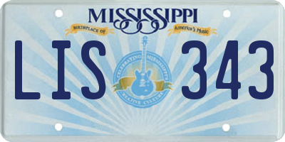 MS license plate LIS343