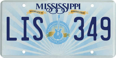 MS license plate LIS349