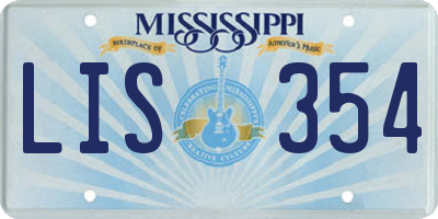 MS license plate LIS354