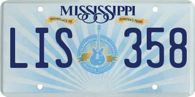 MS license plate LIS358