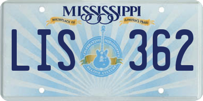 MS license plate LIS362