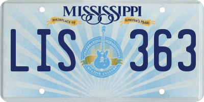 MS license plate LIS363